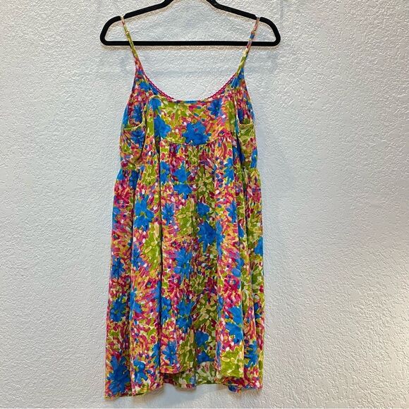 NATURAL LIFE Gigi Floral Babydoll Mini Dress in Multi Starburst size Large - Picture 3 of 13